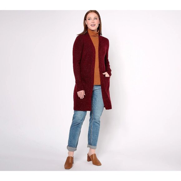 Wine Montecito Cardigan with Rib Hem & Pockets
